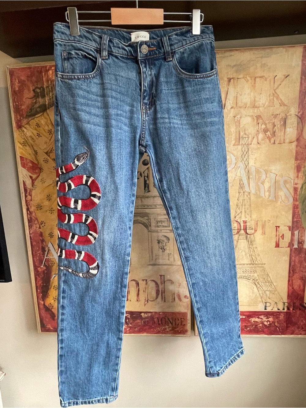 Authentic Gucci Kids 12 Kingsnake Embroidered
Jeans | Fits Women's 25 XS Petite